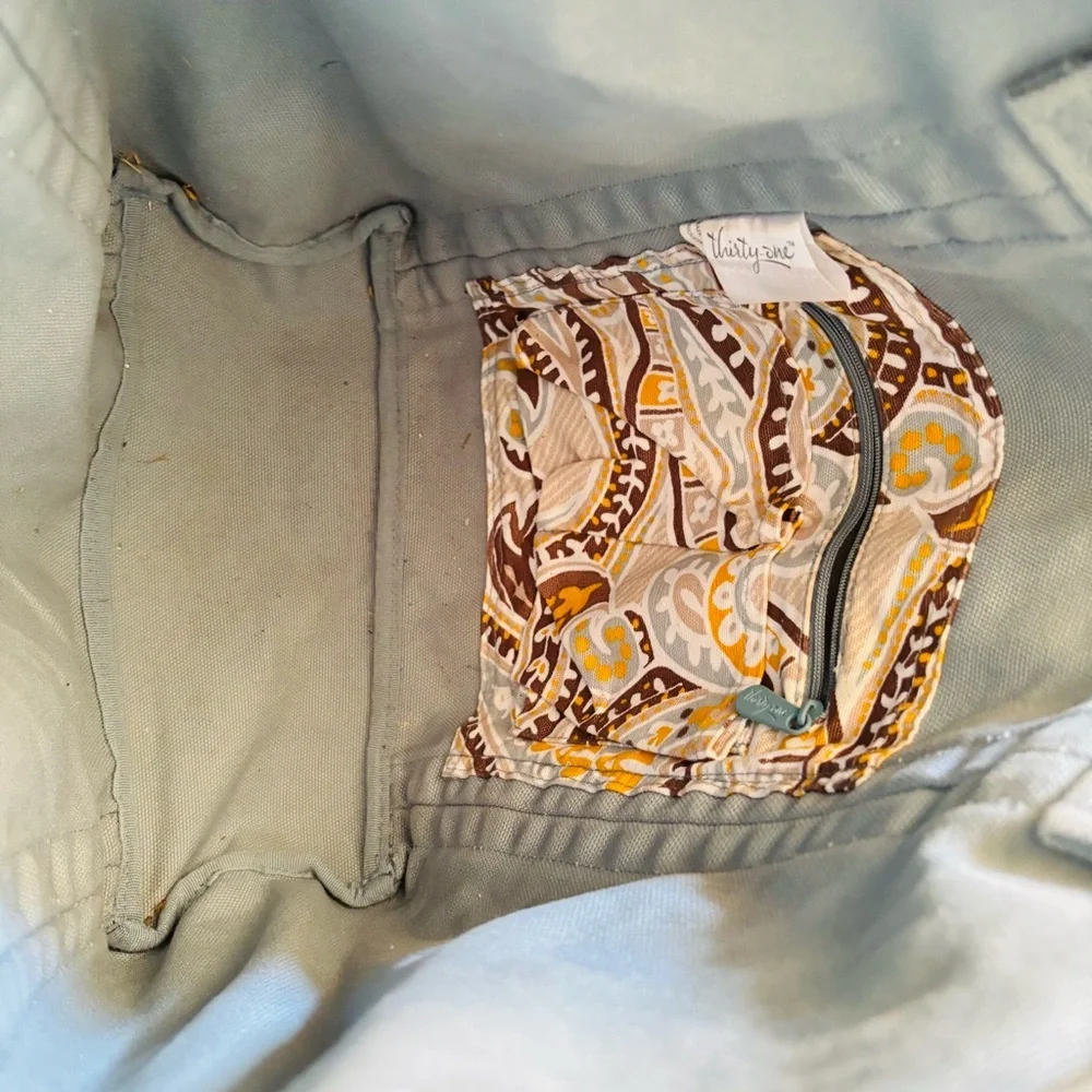 thirty-one Blue Teal Tote with Paisley Accent